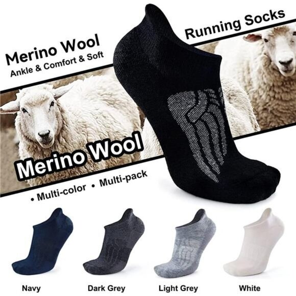 3 Pairs Unisex Merino Wool Compression Support Ankle Running Hiking Socks - Picture 4 of 7
